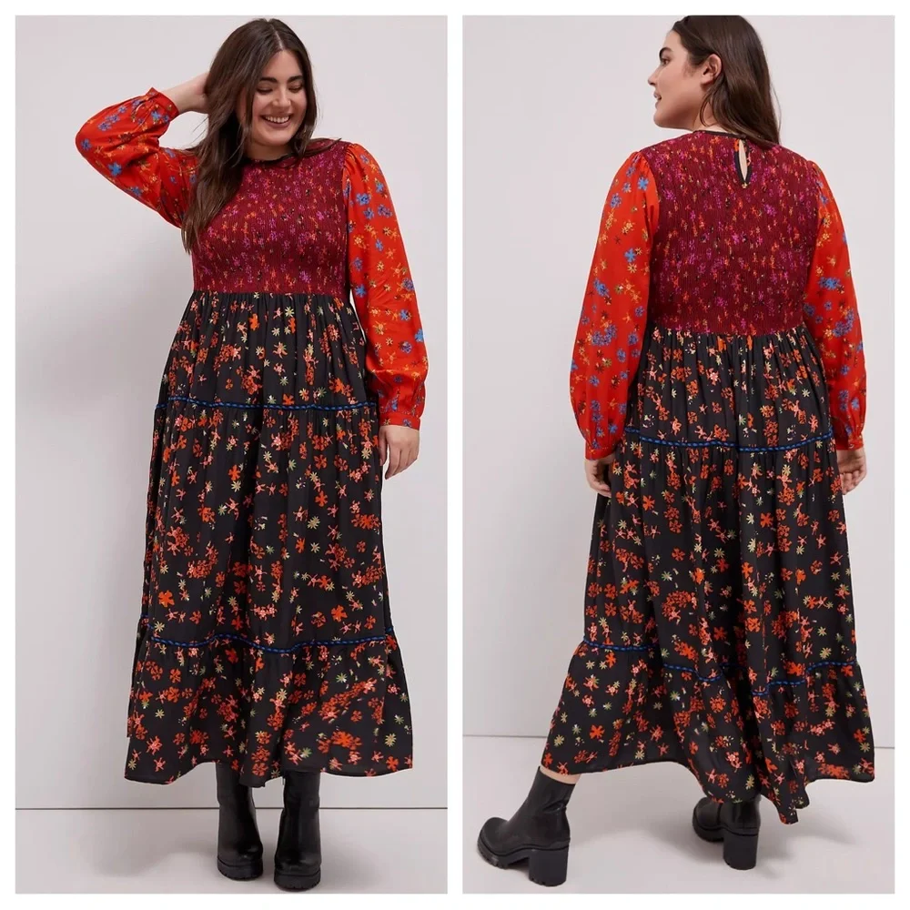 Anthropologie Bl-nk Brittany Floral Smocked Maxi Dress Sz XS Z526-40_3